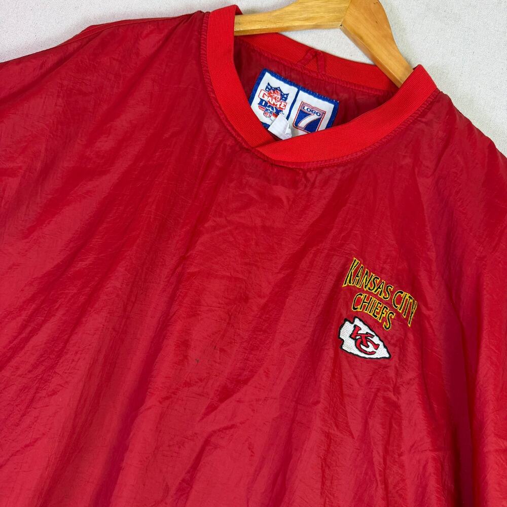 Vintage Logo 7 NFL Kansas City Chiefs Windbreaker Pullover Mens XXL Red Gameday